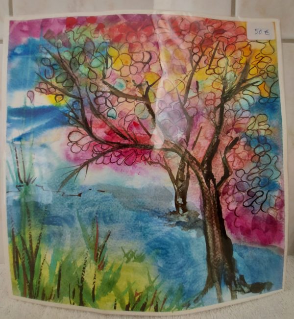Aquarelle carrée "Arbre"  (Claire Laloux)