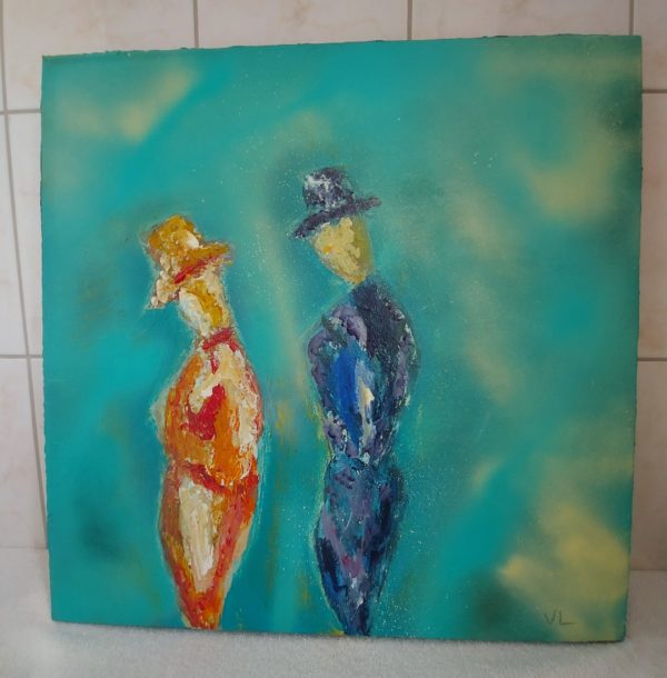 Toile carrée "figuratif couple" (Valou Lejeune)