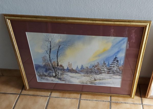 Peinture "paysage enneigé" (Maurice Marischal)